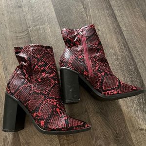 Snakeskin booties